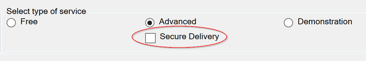 Screenshot of the Secure Delivery option in Configure Submit
