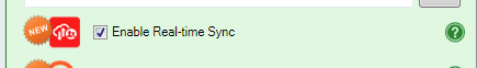 Screenshot of the Real-time Sync setting in the Workbook tab of the task pane