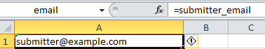 Screenshot of a form with an email field