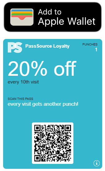 Screenshot of an automatically generated loyality pass for the Apple Wallet