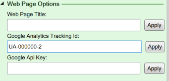 Screenshot of the Web page options on the Workbook tab of the task pane