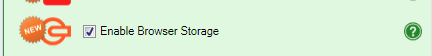Screenshot of the Enable Browser Storage checkbox in the Workbook tab of the task pane