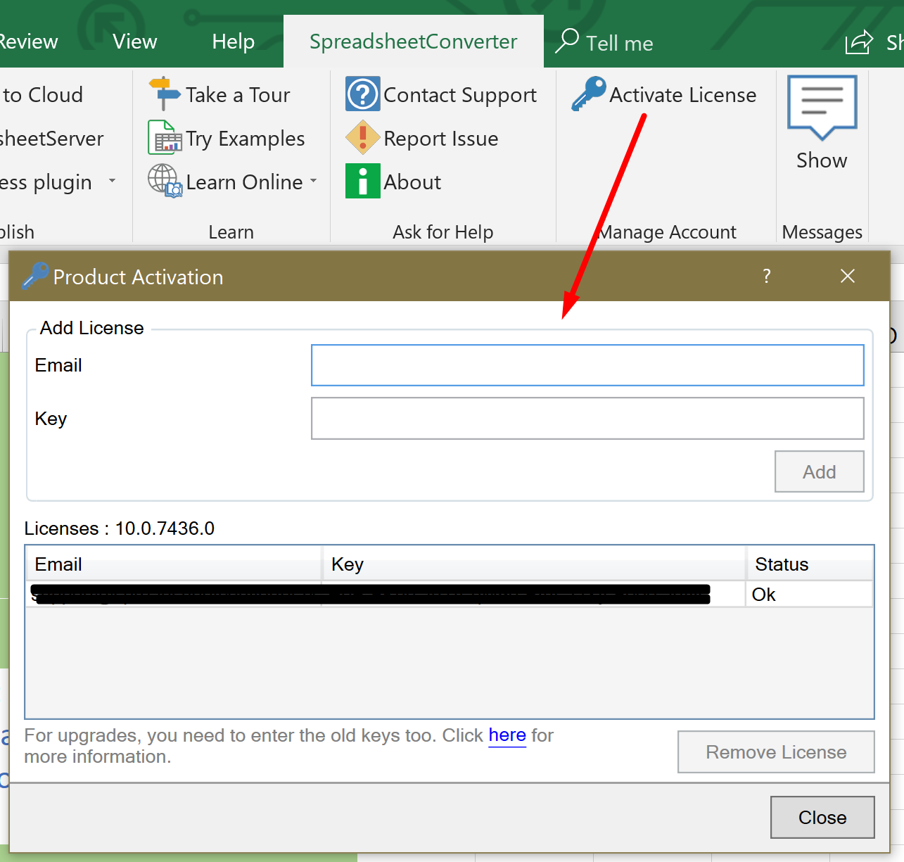 Screenshot of the Product Activation window
