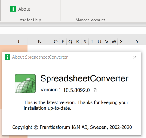 Screenshot of the About box