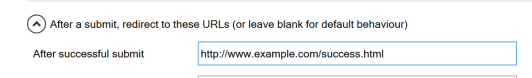 Screenshot of the After successful submit link in the Configure Submit settings