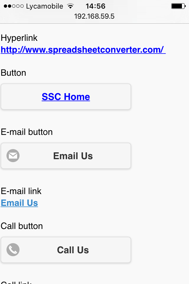 Screenshot from the iPhone/Android flavor of the Hyperlink widget