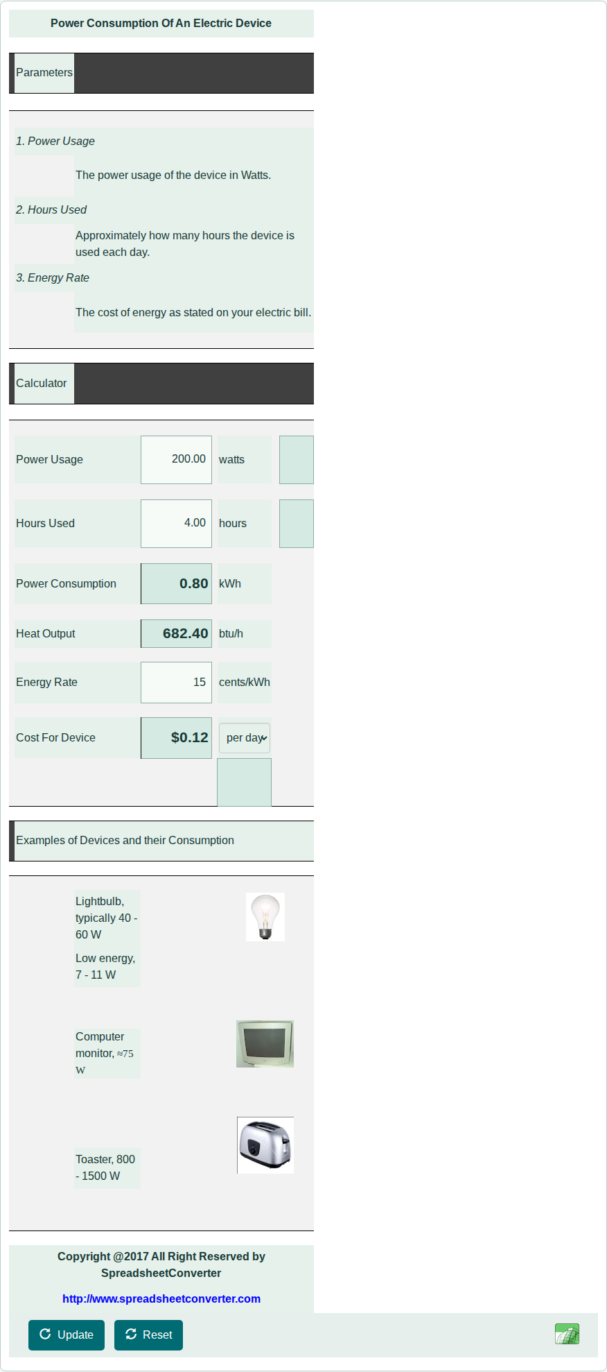 Device Power Consumption and Cooling converted with SpreadsheetConverter v12 Pro.
