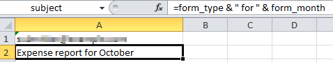 Screenshot of the subject field in a form
