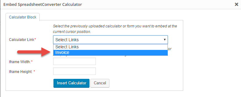 embed dialog