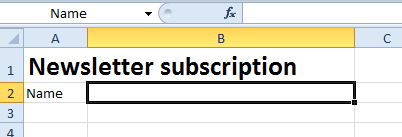  Screenshot of the cell name field in Excel 