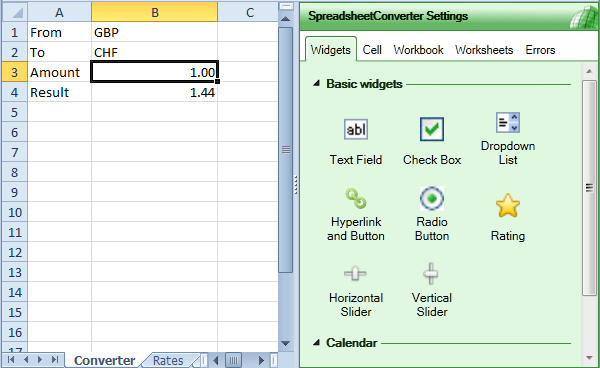 Create Online Calculators with Excel - SpreadsheetConverter