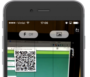 Screenshot of a QR code scanning app for iPhone