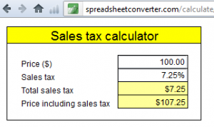 Create a simple sales tax calculator - SpreadsheetConverter