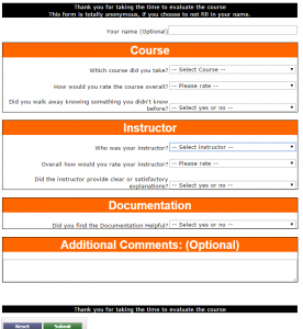 SImple Course Evaluation Survey Form