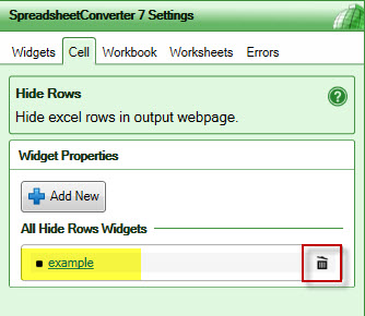Hide rows or sheets with a widget