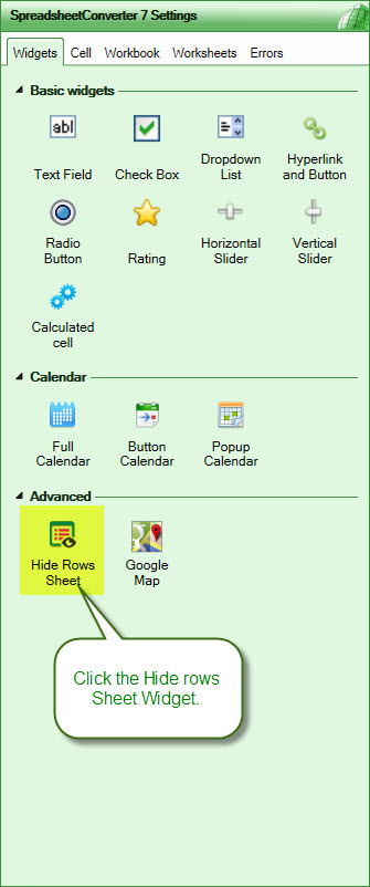 hide rows or sheets with a widget google sheets hide rows