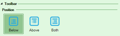 Screenshot of the Toolbar Position setting in the Workbook tab of the task pane