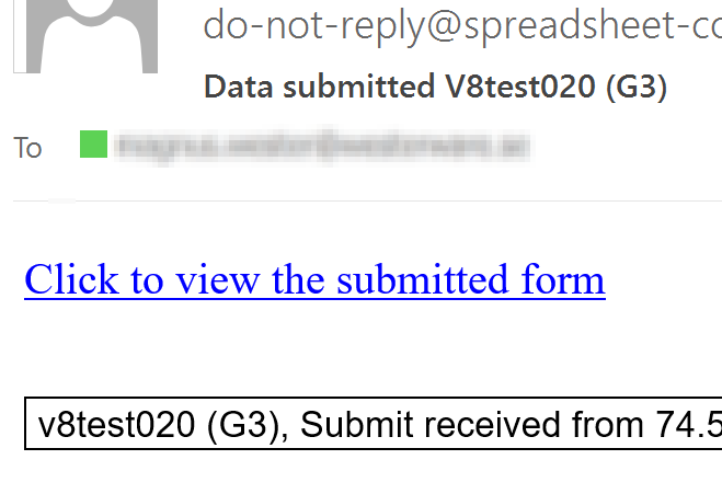 Screenshot of the e-mail from the Advanced Submit Service that contains just a link thanks to Secure Delivery
