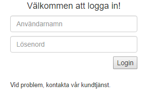 Screenshot of the Secure Login screen translated to Swedish