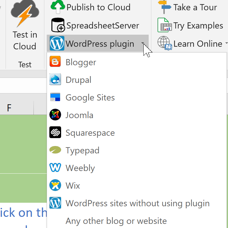 Screenshot of the WordPress menu in the ribbon