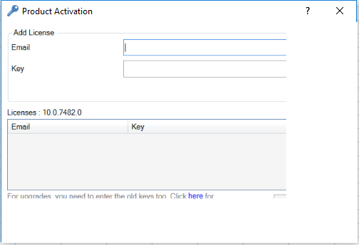 Screenshot of the licensing dialog with display issues